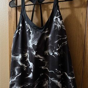 Nike Black & White Marble-Print Swimsuit One-Piece